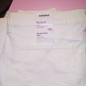 Sonoma White Mid Rise Bootcut 5 Pocket Jeans Size 16L Denim NWT